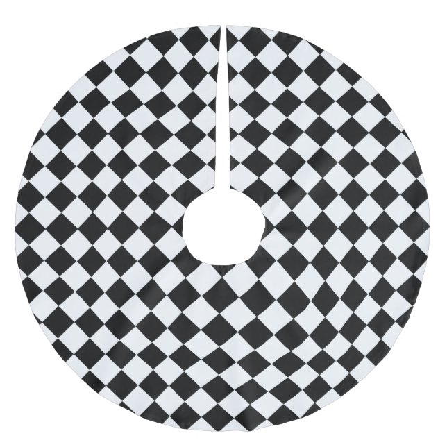 Schwarz-Weiß-Diamant-Muster von Shirley Taylor Polyester Weihnachtsbaumdecke (Vorderseite)