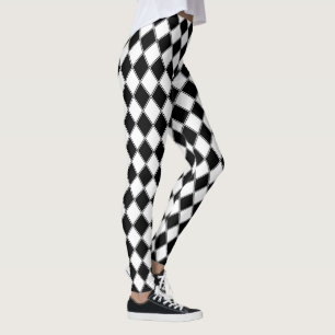 Schwarz-Weiß-Diamant-Raute Leggings
