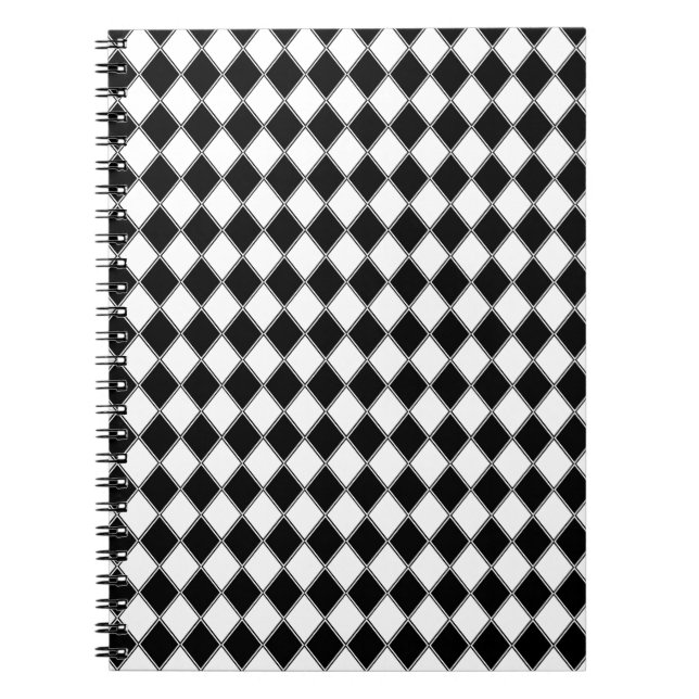 Schwarz-Weiß-Diamant-Raute Notizblock (Vorderseite)