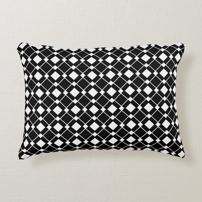 Schwarz-Weiß-Diamanten - Lozenge Muster Dekokissen (Vorderseite)