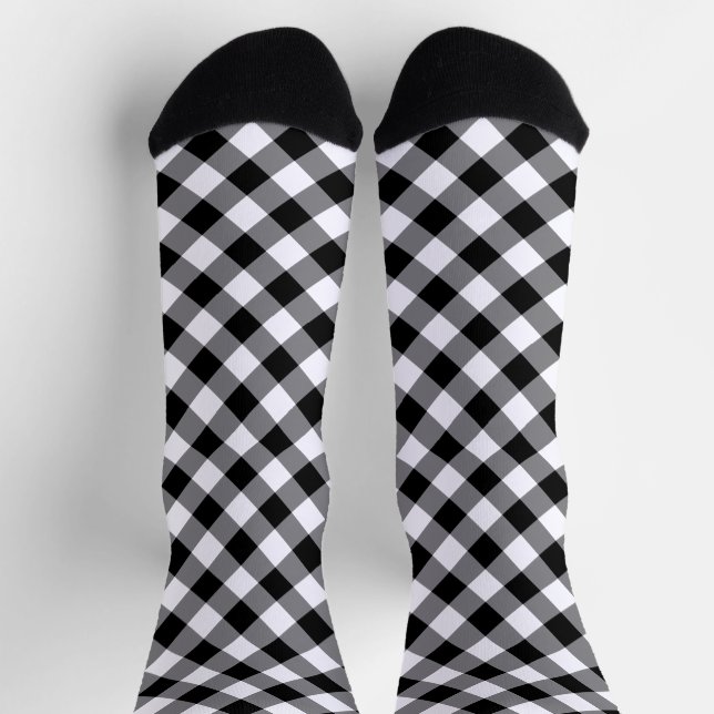 Schwarz-weiß Diamond Gingham Pattern Socken (Oben)