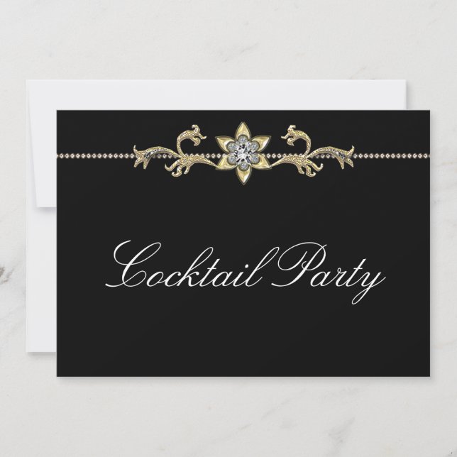 Schwarz-weiß Diamond Schwarz-weiß Cocktail Party Einladung (Vorderseite)