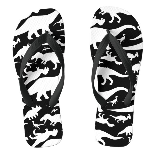 Schwarz-Weiß-Dinosaurier-Muster Flip Flops (Fußbett)