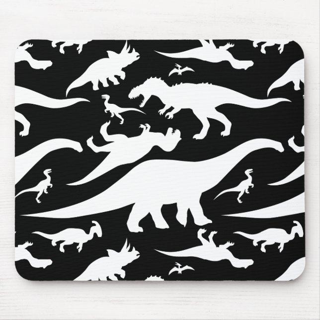 Schwarz-Weiß-Dinosaurier-Muster Mousepad (Vorne)