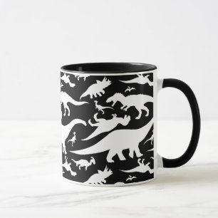 Schwarz-Weiß-Dinosaurier-Muster Tasse