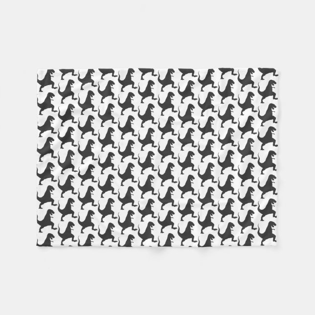 Schwarz-Weiß Dinosaurier Weihnachtsfläschchen Fleecedecke (Vorderseite (Horizontal))