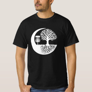 Schwarz-weiß Disc Golf und Baumwurzeln   T-Shirt