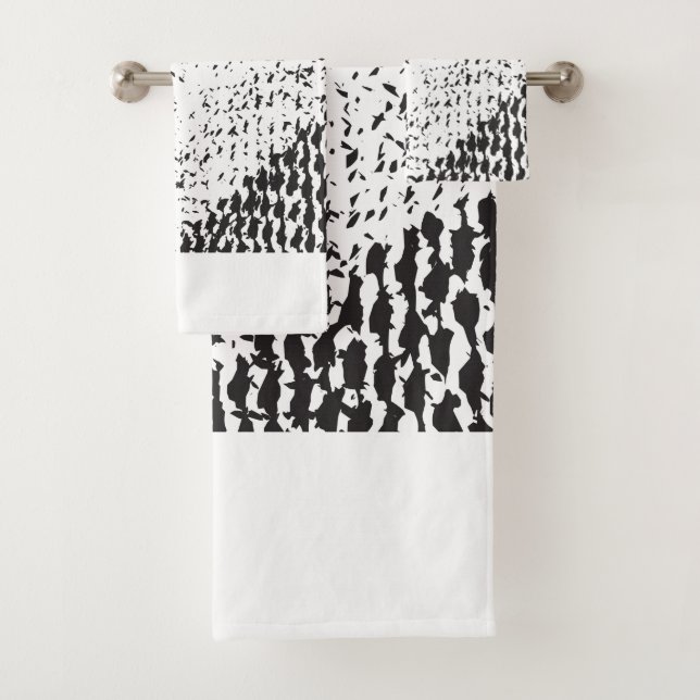 Schwarz-Weiß-Distress grainy Badhandtuch Set (Insitu)