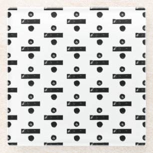 Schwarz-Weiß "Divide" Mathe Symbol Lino Schnitt Glasuntersetzer