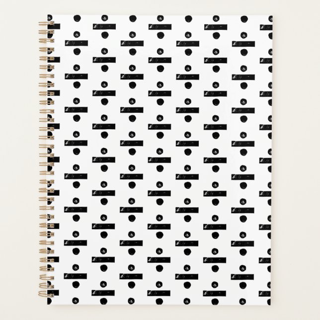 Schwarz-Weiß "Divide" Mathe Symbol Lino Schnitt Planer (Vorderseite)