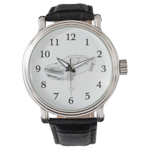 Schwarz-Weiß-Dodge-Kugelstift Zeichnend Armbanduhr
