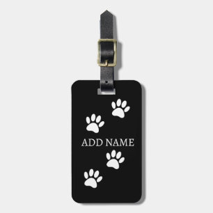 Schwarz-Weiß-Dog-Individuelle Name Gepäckanhänger