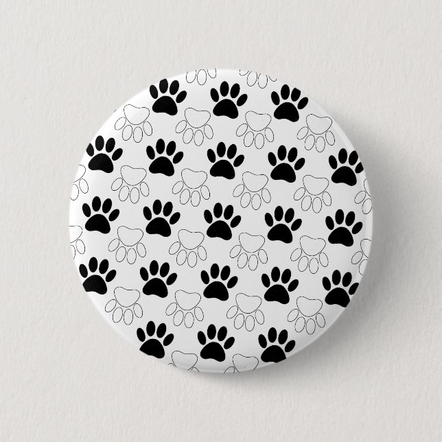 Schwarz-Weiß-Dog-Muster Button (Vorderseite)