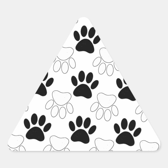 Schwarz-Weiß-Dog-Muster Dreieckiger Aufkleber (Vorderseite)