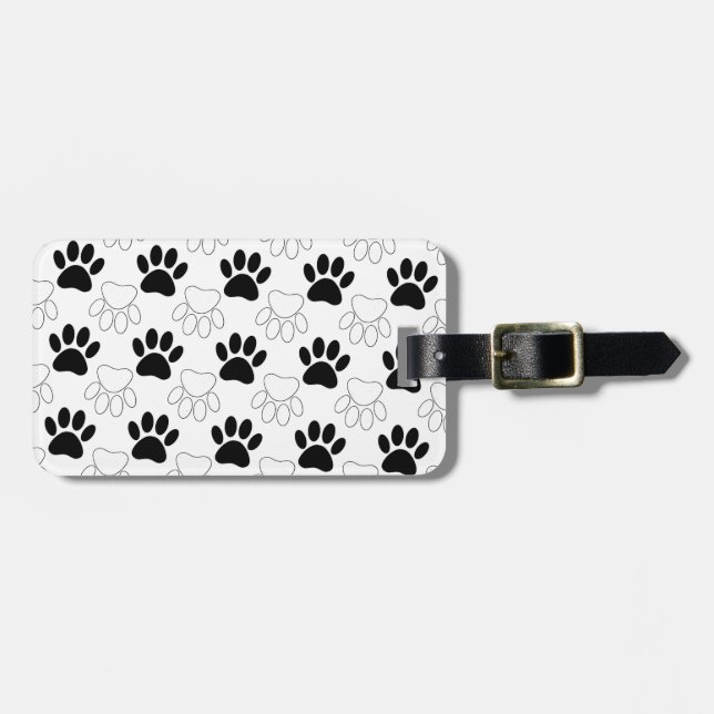 Schwarz-Weiß-Dog-Muster Gepäckanhänger (Vorderseite horizontal)