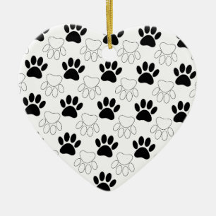 Schwarz-Weiß-Dog-Muster Keramikornament