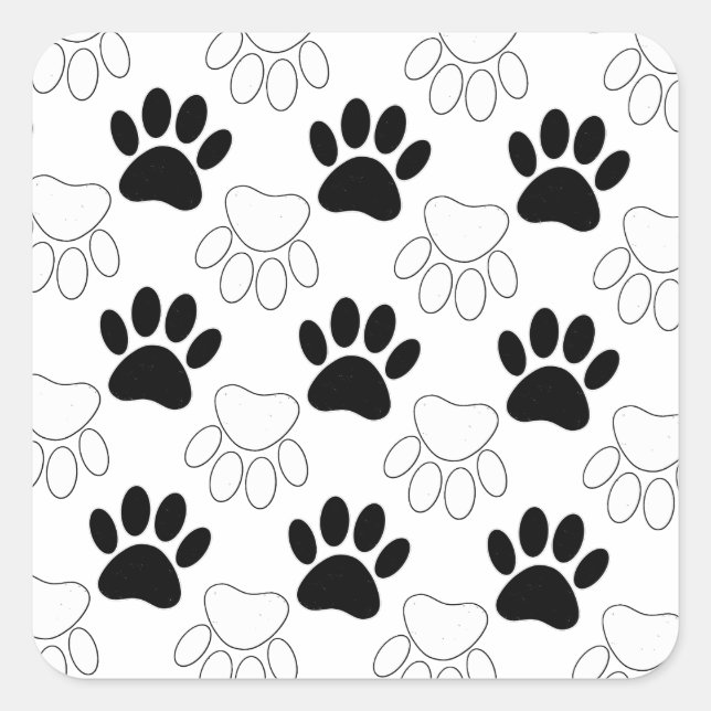 Schwarz-Weiß-Dog-Muster Quadratischer Aufkleber (Vorderseite)
