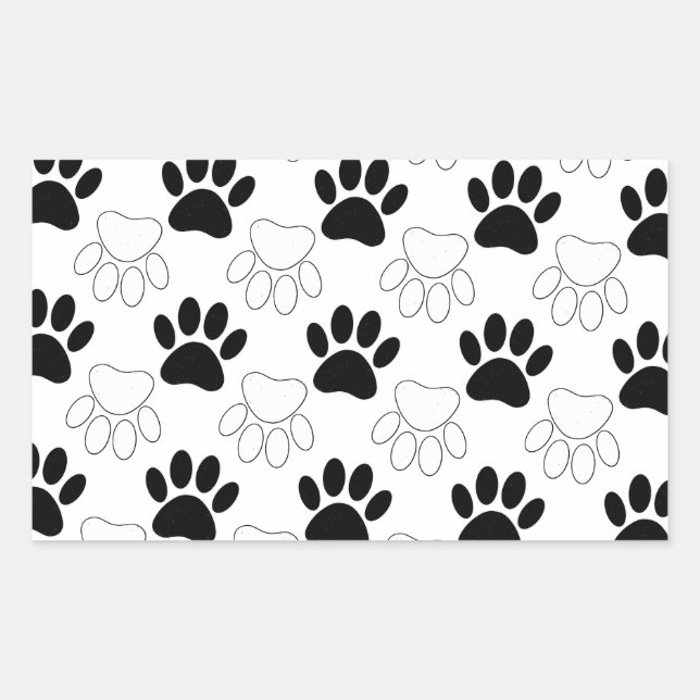 Schwarz-Weiß-Dog-Muster Rechteckiger Aufkleber (Vorderseite)