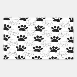 Schwarz-Weiß-Dog-Muster Rechteckiger Aufkleber