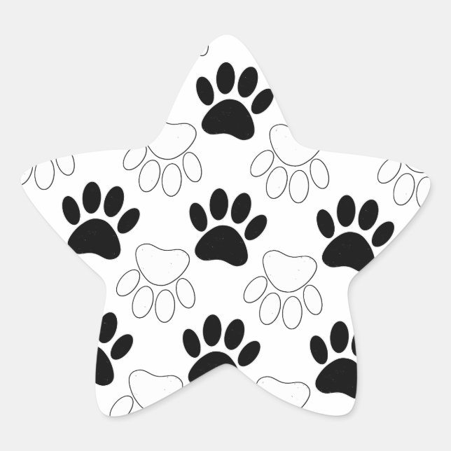 Schwarz-Weiß-Dog-Muster Stern-Aufkleber (Vorderseite)