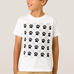 Schwarz-Weiß-Dog-Muster T-Shirt