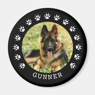 Schwarz-Weiß-Dog-Paw druckt Rahmen-Foto Magnet