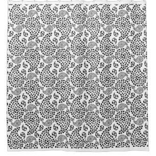 Schwarz-Weiß-Dog-Paws und Hörnchen Paisley Print Duschvorhang