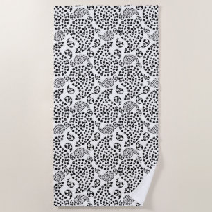 Schwarz-Weiß-Dog-Paws und Hörnchen Paisley Print Strandtuch