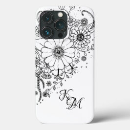 Schwarz-Weiß-Doodle-Blume Case-Mate iPhone Hülle