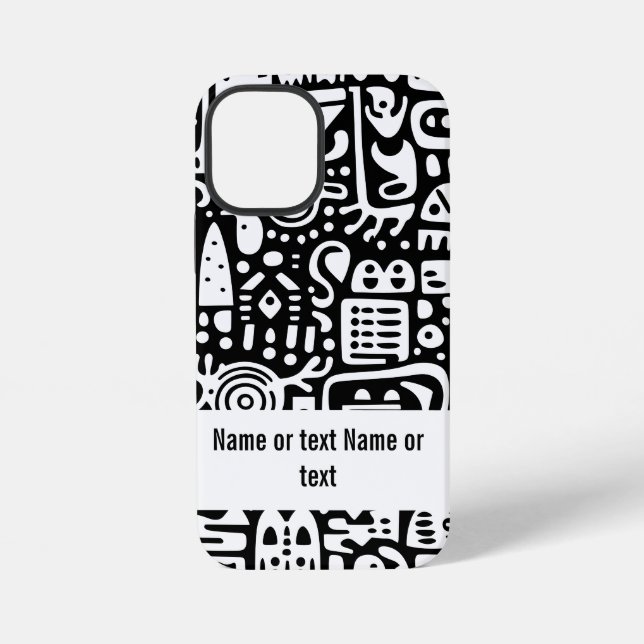 Schwarz-Weiß-Doodles iPhone 12 Mini Hülle (Rückseite)