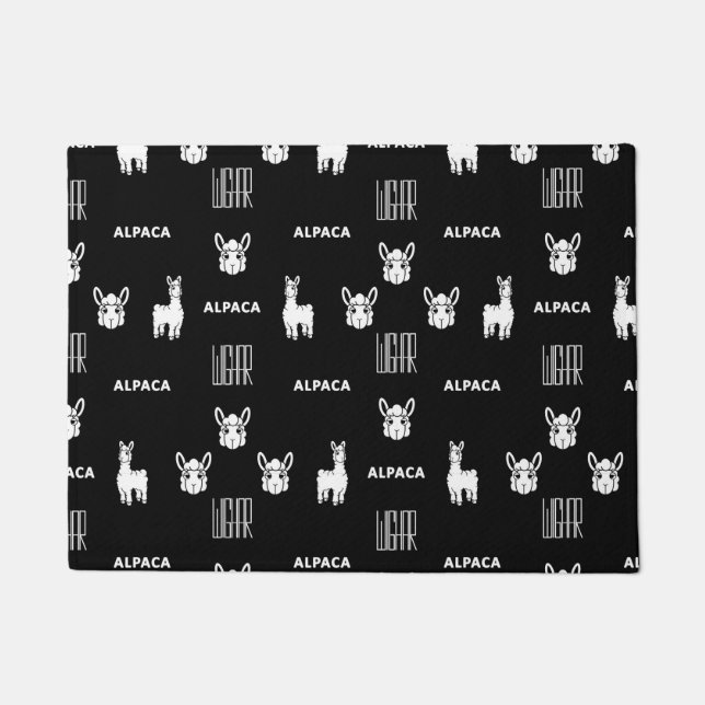 Schwarz-Weiß-Doormat Alpaca von Wighar Fußmatte (Vorderseite)