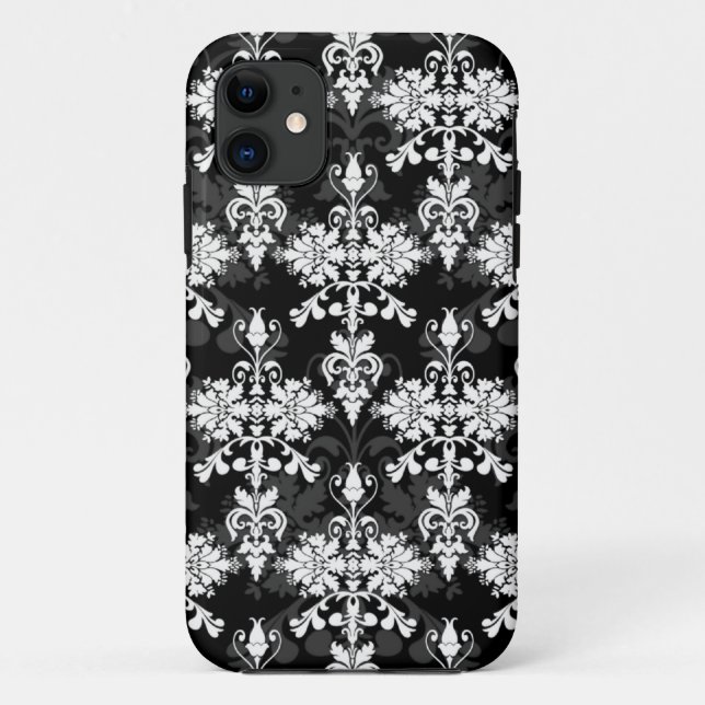 Schwarz-Weiß-DoppelDamast Case-Mate iPhone Hülle (Rückseite)
