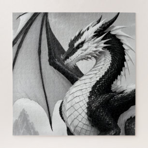Schwarz-weiß-Drache