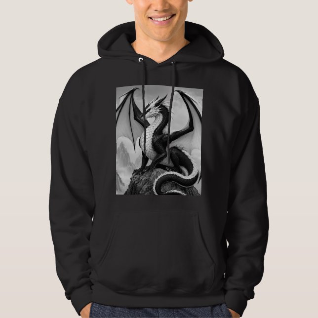 Schwarz-weiß-Drache Hoodie (Vorderseite)