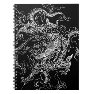 Schwarz-weiß-Drache Notizblock