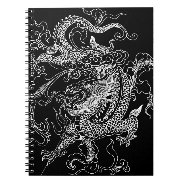 Schwarz-weiß-Drache Notizblock (Vorderseite)