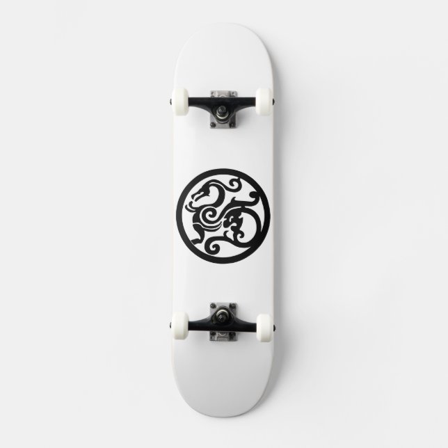 Schwarz-Weiß-Drachenboard Skateboard (Vorderseite)