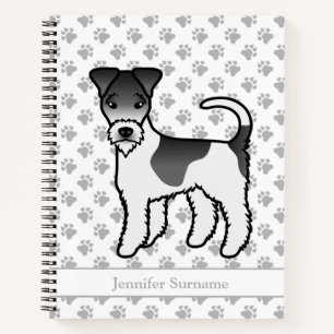 Schwarz-Weiß-Draht Fox Terrier Niedlicher Hund und Notizbuch