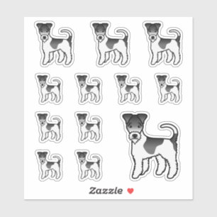 Schwarz-Weiß-Drahthaar-Foxterrier Süße Cartoon-Hun Aufkleber