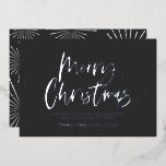 Schwarz-Weiß-Drehbuch frohe Weihnachts-Non-Foto Folien Feiertagskarte<br><div class="desc">Schwarz-Weiß-Drehbuch fröhliche Weihnachten nicht Foto moderne Sternstern-Design.</div>