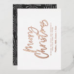 Schwarz-Weiß-Drehbuch frohe Weihnachts-Non-Foto Folien Feiertagskarte<br><div class="desc">Schwarz-Weiß-Drehbuch fröhliche Weihnachten nicht Foto moderne Sternstern-Design.</div>