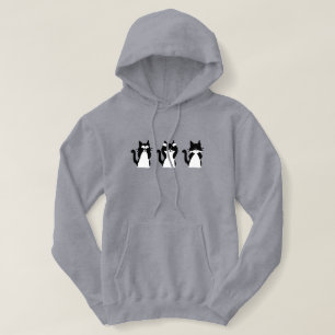Schwarz-weiß Drei kluge Kätzchen Hoodie