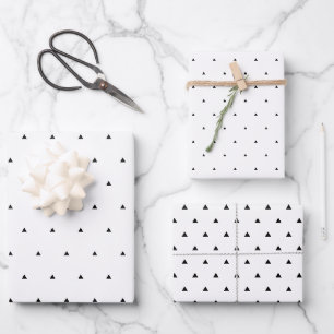 Schwarz-Weiß-Dreieck-Punkte Geschenkpapier Set