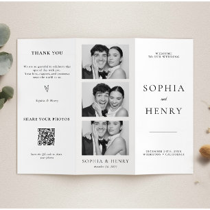 Schwarz-Weiß-Dreifaltigkeits-Hochzeitsprogramm QR- Flyer