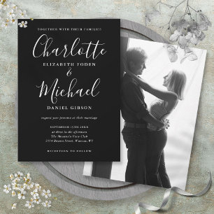 Schwarz-Weiß-Druck Monochrome Foto Hochzeit Einladung