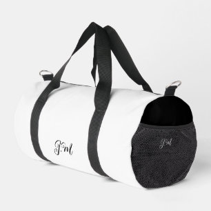Schwarz-weiß Duo einfarbige Anfangsbuchstaben Name Duffle Bag