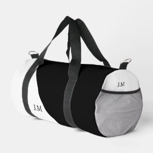 Schwarz-Weiß-Duo Vollfarbeninitialen Name Duffle Bag