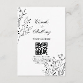 Schwarz-Weiß-Ecke Floral Boho Hochzeit Begleitkarte