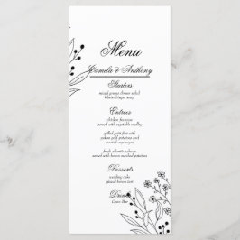 Schwarz-Weiß-Ecke Floral Boho Hochzeit Menükarte