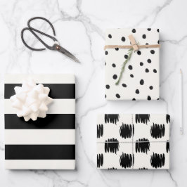Schwarz-Weiß-Eggshell-Muster Geschenkpapier Set